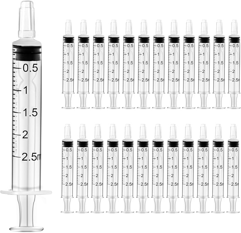 HXC 24Pcs 2ml Syringes with Cap Colostrum Without Needle 2ml Plastic