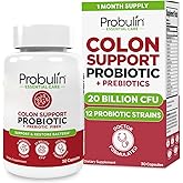 Probulin Colon Support Probiotic Supplement, Daily Gut, Digestive, and Immune Health Probiotics Capsules for Men and Women, 20 Billion CFU, Vegan, 30 Count Bottle