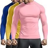 August Alley 3 Pack Men's Mock Turtleneck Compression Shirts Long Sleeve Athletic Undershirt Running Workout Tops Base Layer