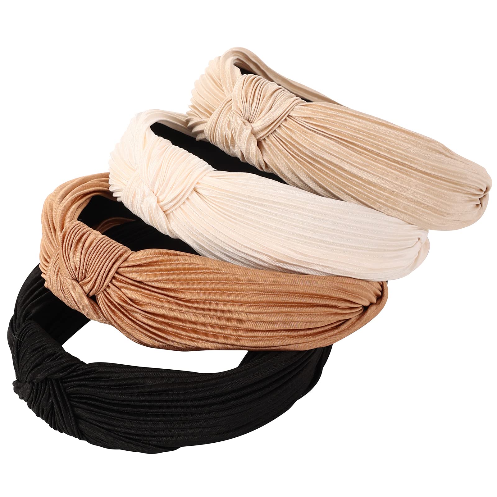 Photo 1 of ***MISSING PIECE*** Drnytunk 4 Pack Knotted Wide Headbands for Women Girls Cute Head Wrap in Solid Color Non-slip Hair Accessories for Daily Festival Gifts(Black White Khaki Coffee)
