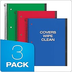 Oxford Spiral Notebook 3 Pack, 3 Subject, College