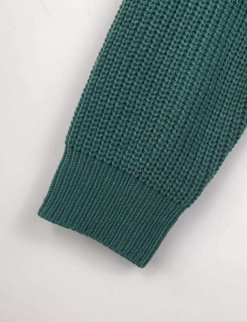 XioNiu Women Winter V Neck Sweater Knitted Solid Color Jumper Sweater Pullovers Green