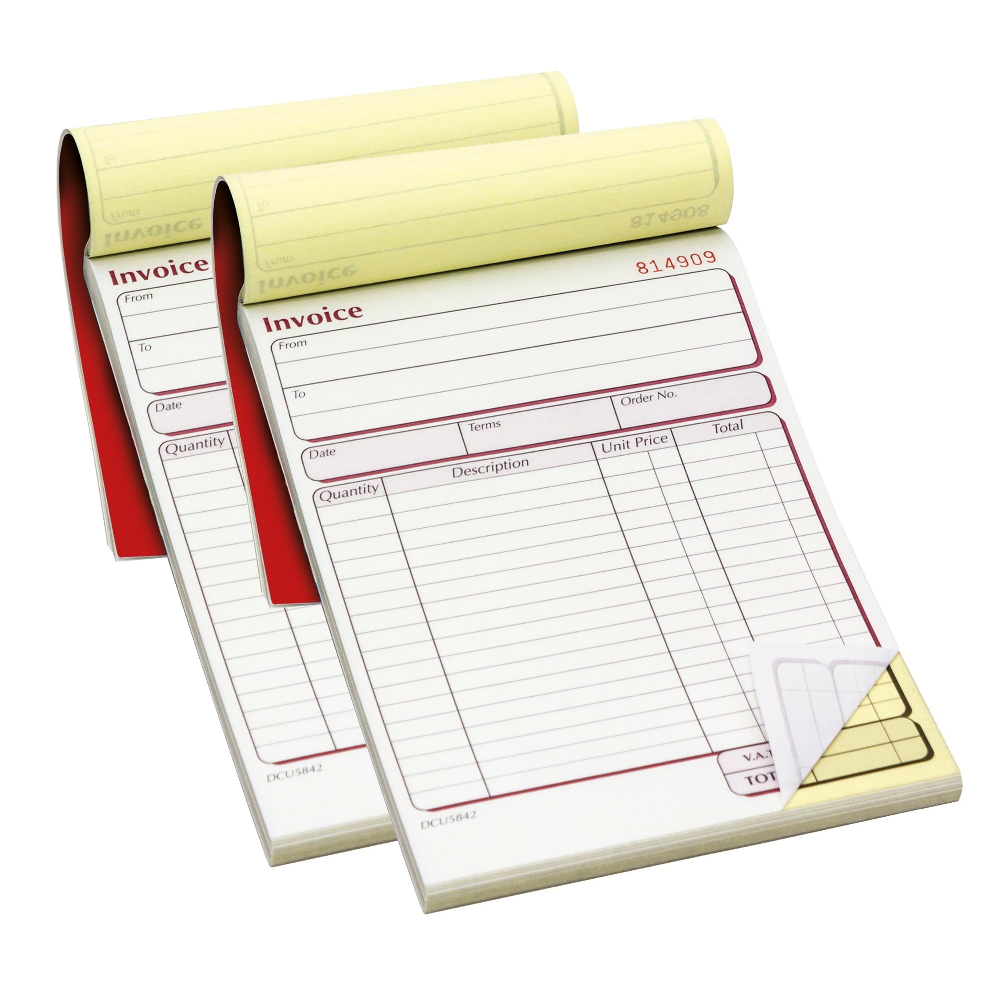 Pukka Pad NCR Duplicate Invoice Book for Business and Sales – 2-Pack – Tape Bound, 50 Entries Per Book, Carbonless Copies, Perforated Pages for Easy Removal – 137x203mm