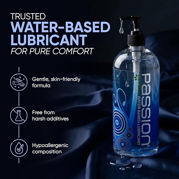 PASSION NATURAL WATER-BASED PERSONAL LUBRICANT, 34 FL OZ – PREMIUM, NON-STICKY, EASY-TO-CLEAN FORMULA FOR SMOOTH, COMFORTABLE USE