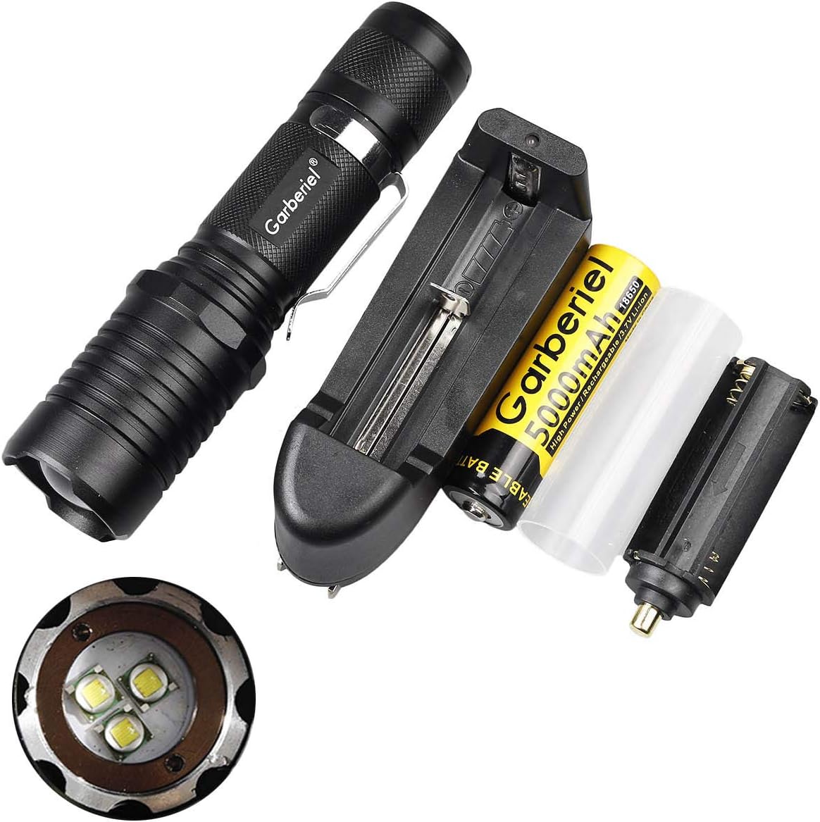 Flashlight 5 Modes 3 x T6 LED Flashlight Adjustable Focus Waterproof Torch With 18650 Battery And Charger