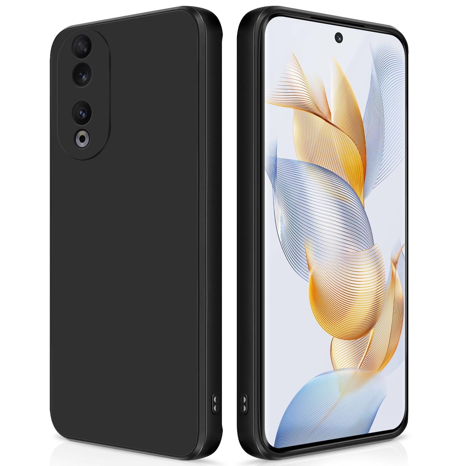 GiiYoon Case Compatible with Honor 90 5G, Silky-Soft Touch Full-Body Protective Phone Silicone Case, Shockproof Cover with Microfiber Lining, Black โ image 1