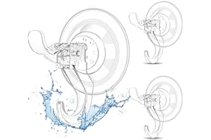 Goabroa Suction Cup Hooks for Shower, 3 Pcs Clear 11 lbs Heavy Duty Shower Hooks, Waterproof Removable Reusable Window Suction Cups with Hooks for Bathroom, Kitchen, Glass