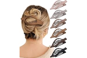 Flat Hair Claw Clips for Women - 6Pcs Lay Down Claw Clips Women Hair Claw for Women (Matte Flat(L:4.6 IN, W:1.97IN))