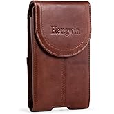 Belt Clip Holster Pouch Hengwin Genuine Leather Phone Case Holster with Magnetic Closure Belt Loop Pouch Bag Fit for iPhone 17 Pro Max 16 Pro Max 14 Pro Max 13 Pro Max Samsung Galaxy S25 Ultra (Brown)