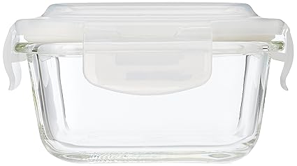 Borosil Klip & Store Square Containers with Lid, 320ml