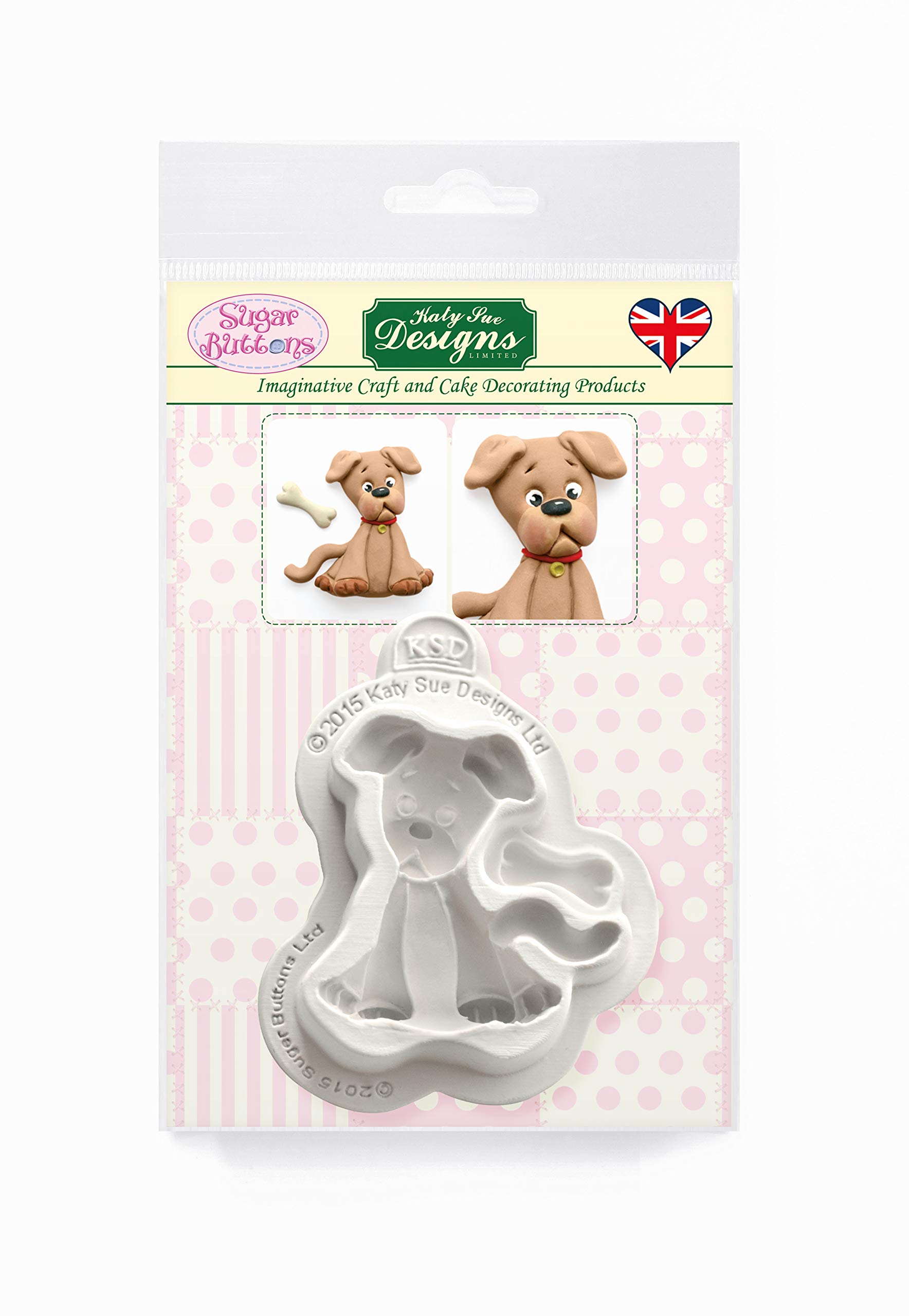 Katy SueDesigns CSB019 Dog Silicone Mould for Cake Decorating, Crafts, Cupcakes, Sugarcraft, Candies, Card Making and Clay, Food Safe Approved, Made in The UK, Sugar Buttons by Kathryn Sturrock