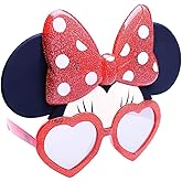 Sun-Staches Minnie Mouse Official Disney Glitter Sunglasses | Vacation, Park or Costume Accessory | UV 400 | One Size Fits Most Adults