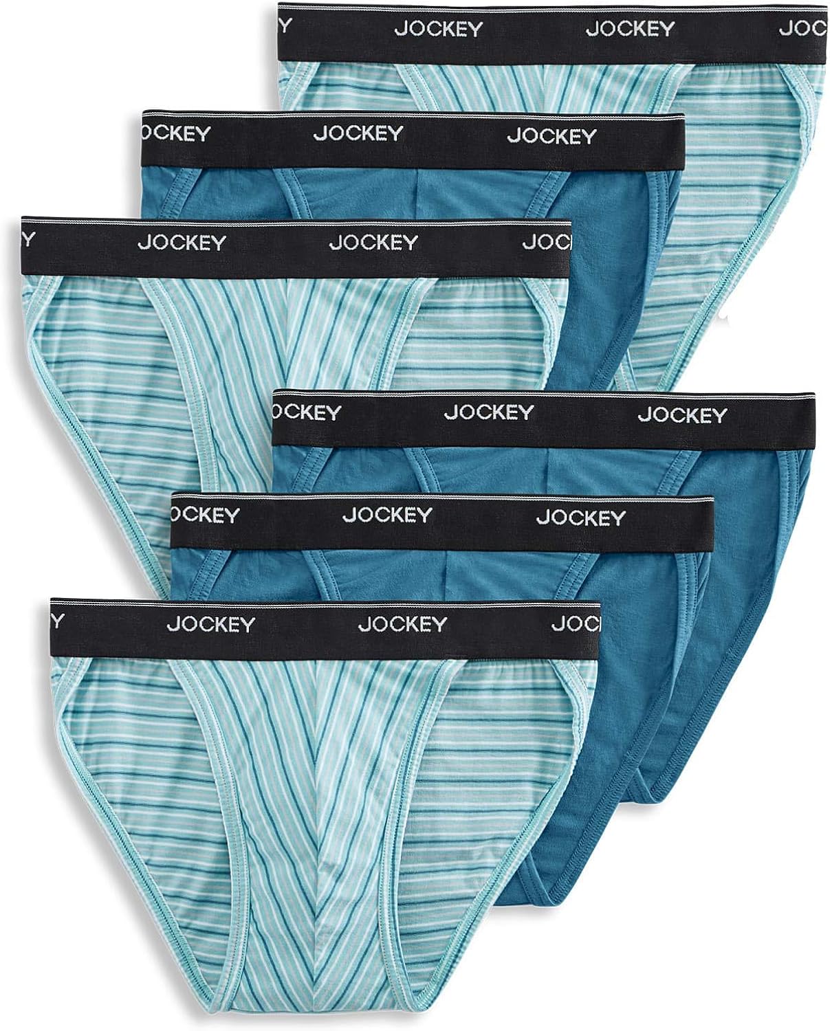 Jockey Men's Underwear Men's Elance String Bikini 6 Pack, Cool Blue