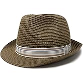 Funky Junque Straw Fedora Hat Beach Summer Short Brim Packable Sun Trilby Unisex UPF 50+