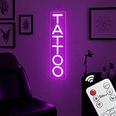 Dimmable Tattoo Neon Sign for Wall, Handmade Acrylic Pink LED Lights for Tattoo Shop Studio, USB Powered Store Logo Window Display Neon Sign, 15 x 3.7 In