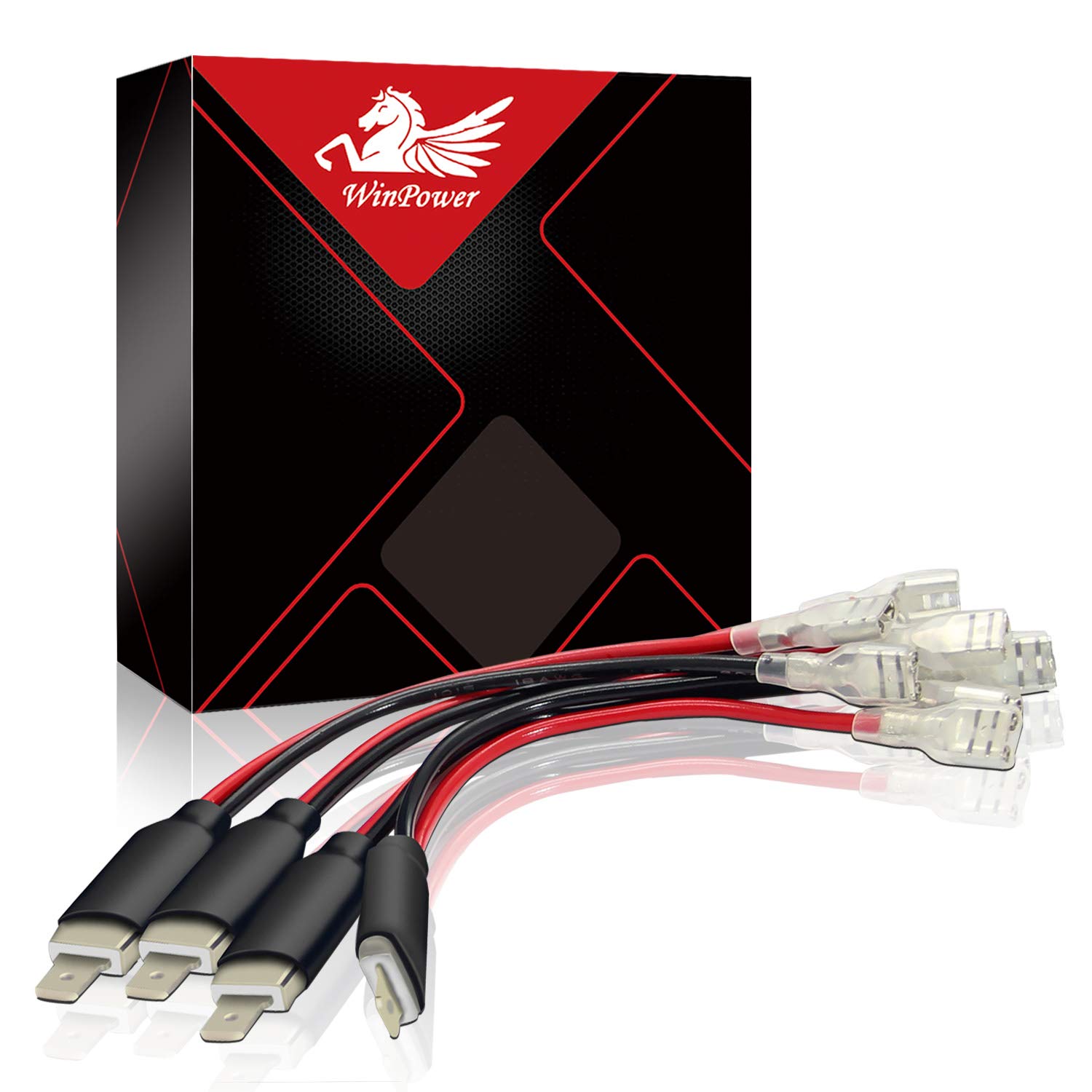 WinPower H1 H3 Male Plug Single Converter Wiring for HID LED Headlight Replacement Connecting Lines Cables, 4Pcs