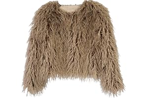foefaik Winter Fluffy Faux Fur Coat Women's Shaggy Jacket Long Sleeve Outwear