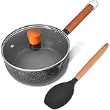 YumCute Home 2.2QT/7.8Inch Janpanese Style Nonstick saucepan with dual pour spout and lid, Multipurpose Pot,Saucepan with Gla