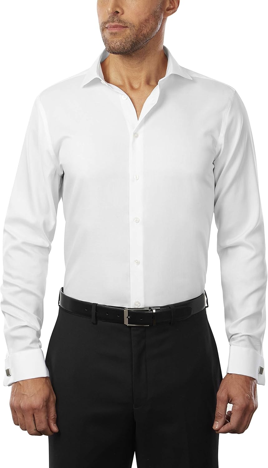 Calvin Klein Men's Dress Shirt Slim Fit Non Iron Solid French Cuff at  Men’s Clothing store
