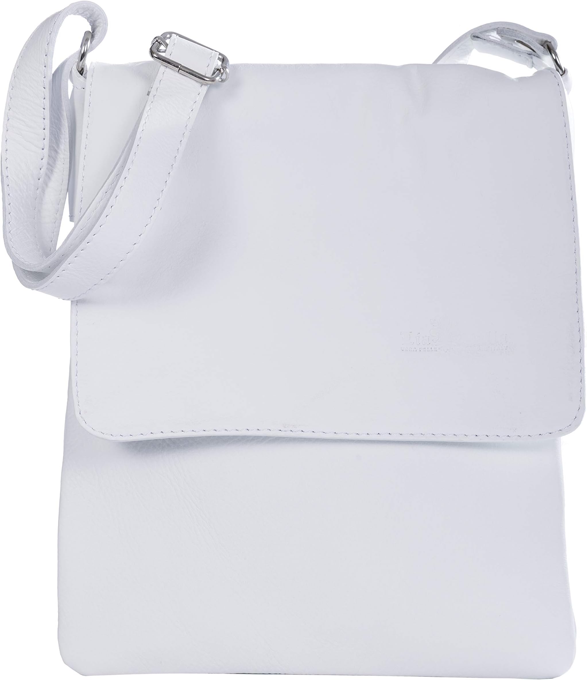 Womens Small Cross-Body Bag - 100% Real Italian Soft Leather Handbag - Crossbody Messenger Shoulder Purse - Medium Size - AMBER