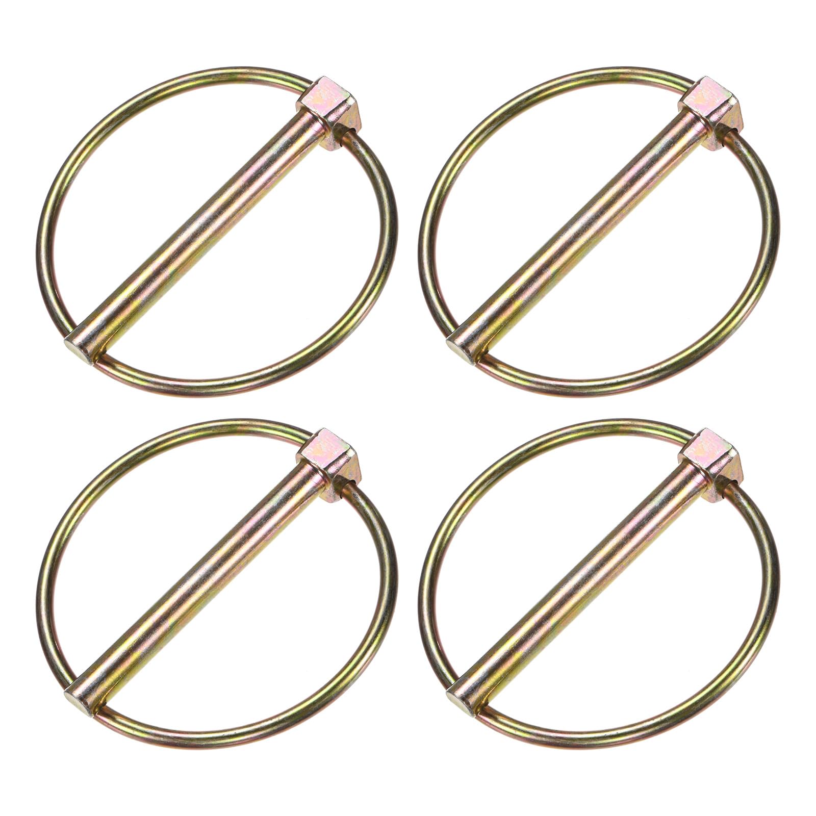 M METERXITY 4-Pack 5/16" Linch Pin with Ring, 2-3/4" Carbon Steel Lynch Pin Trailer Pins for Boat/Truck/Tractor/Trolley/Lawn Mower, Lock Clips Fastener Pin [8x70mm, Colored Zinc]