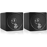 3" Mini Cube Bookshelf Speakers - 100W Small Bookshelf Speakers w/ 3" Paper Cone Driver, 8 Ohm - Passive Audio Book Shelf Speaker Pair For Home Theater Stereo Surround Sound - Pyle Home PCB3BK (Black)