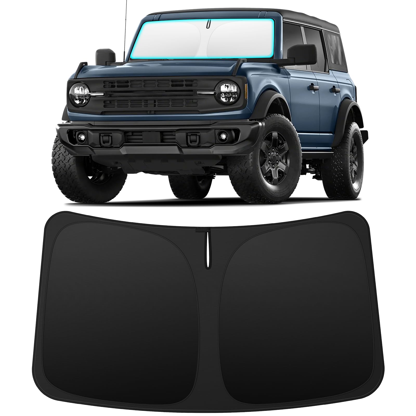 Photo 1 of INSAUTO Foldable Windshield Sun Shade for Ford Bronco 2021-2025 (Bronco Sport Not Fit), Heat & UV Protection Car Sunshade with Storage Bag, Keep Interior Cool & Easy Installation