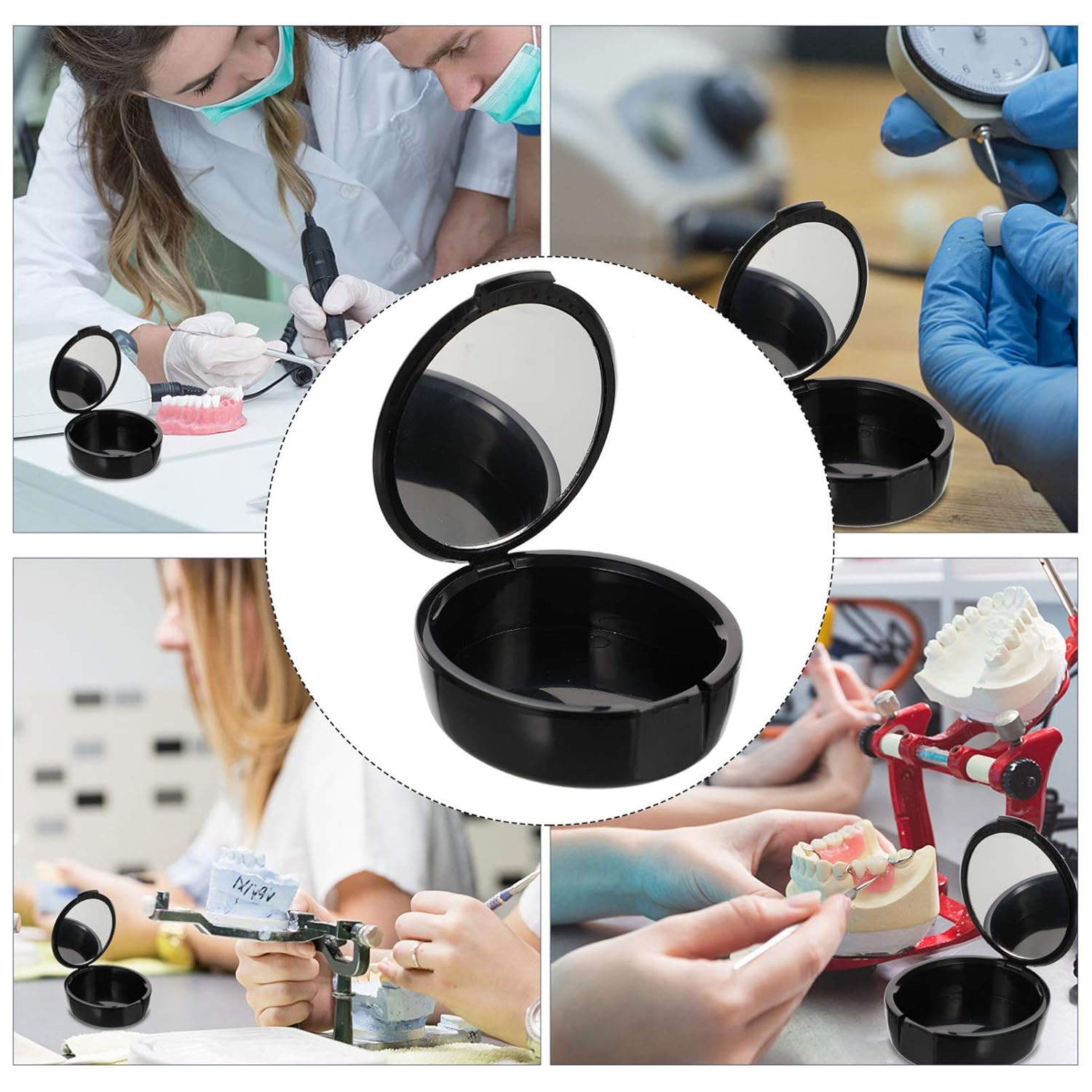 Healifty Denture Case 2 Pcs Denture Cup Container Fake Teeth Storage Case Retainer Box for Men Women (Black) : Beauty