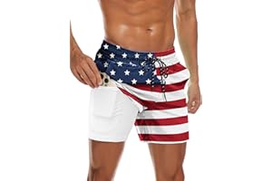 COOFANDY Men's Swim Trunks Bathing Suit with Compression Liner Pockets Quick Dry Swimsuit Beach Board Swim Short Swimwear