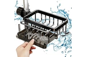 Kitchen Sink Faucet Organizer, Drain Rack Above Sink,Dish Sponge Holder Over Faucet Kitchen Sink Caddy Organizer, Multifuncti