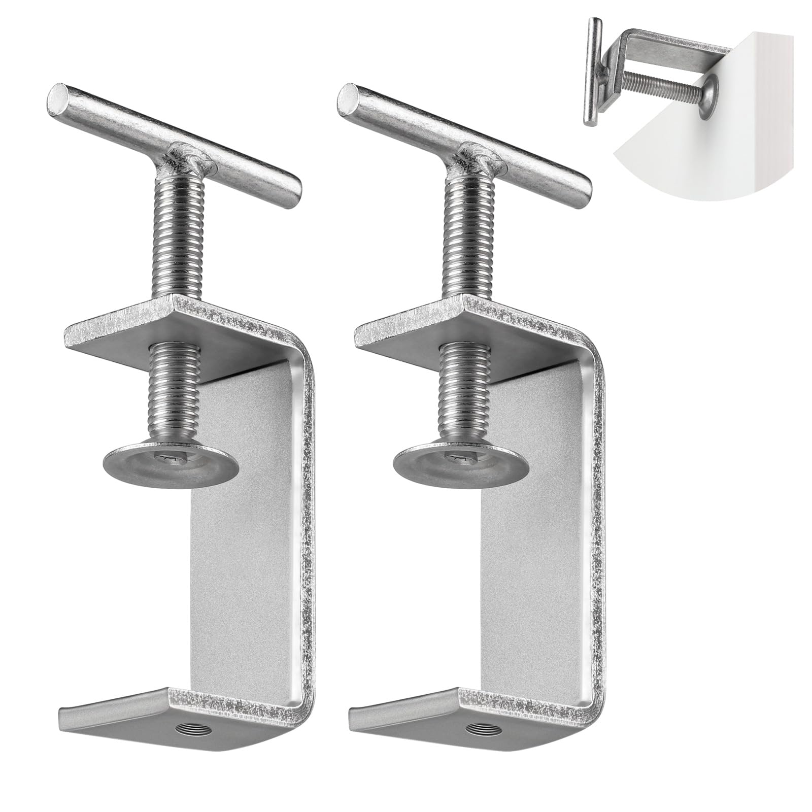 EXLECO Stainless Steel C-Clamp, 2 x Adjustable Jaw Openings 15-60 mm, Heavy Duty Clamp Vise for Woodworking, Welding, Carpentry