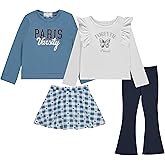 BTween Girls 4 Pack Wardrobe Set, Stylish and Comfortable Outfits for Kids Sizes 4-12, Includes Tops, Skirts, and Leggings