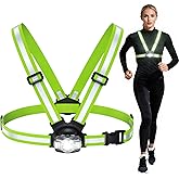 Dawinga Running Lights for Runners, 500 Lumens Running Light with 45° Adjustable Beam, Rechargeable Reflective Vest for Night Walking/Cycling/Jogging/Hiking
