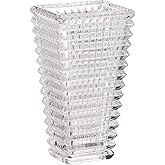 MCMCNCUIU Crystal Vase, Large Crystal Vases for Flowers, Clear Large Flower Vase, Modern Glass Vases for Living Room, Bedroom, Kitchen, Dining Table, Mantle, Wedding, 9 Inches