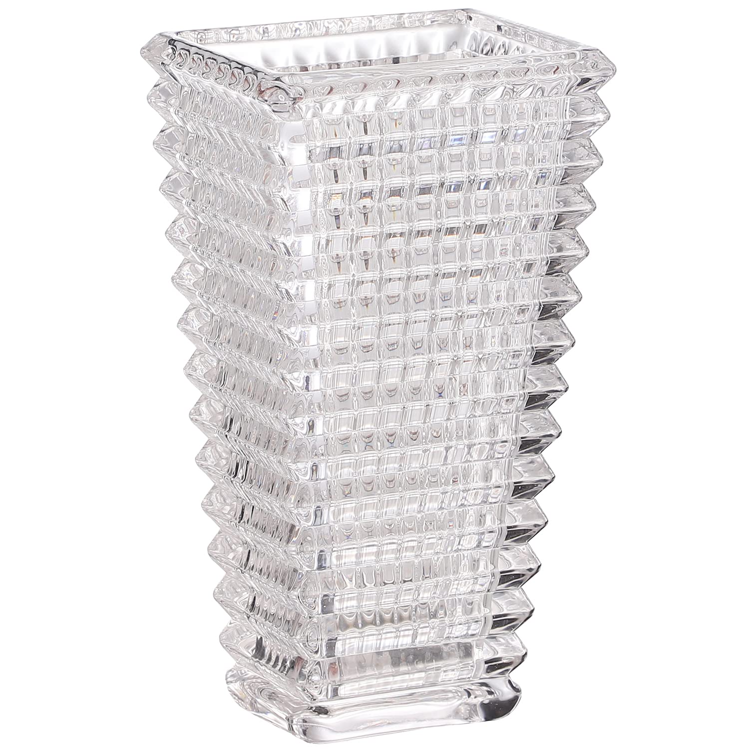 Photo 1 of MCMCNCUIU Crystal Vase, Large Crystal Vases for Flowers, Clear Large Flower Vase, Modern Glass Vases for Living Room, Bedroom, Kitchen, Dining Table, Mantle, Wedding, 9 Inches