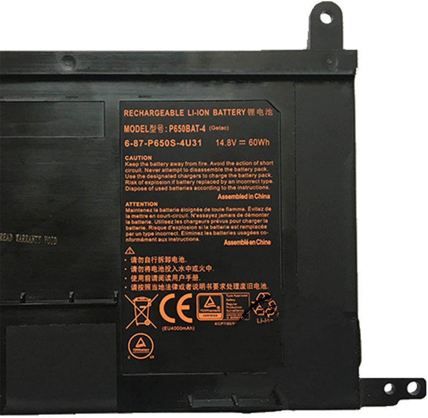 P650BAT-4 6-87-P650S-4252 6-87-P650S-4U32 Laptop Battery Replacement for Clevo P650SA P650SE P650SG P651SG Sager NP8650 NP8651 NP8652 Hasee Z7 Z7M Z8(14.8V 60Wh) - Image 3