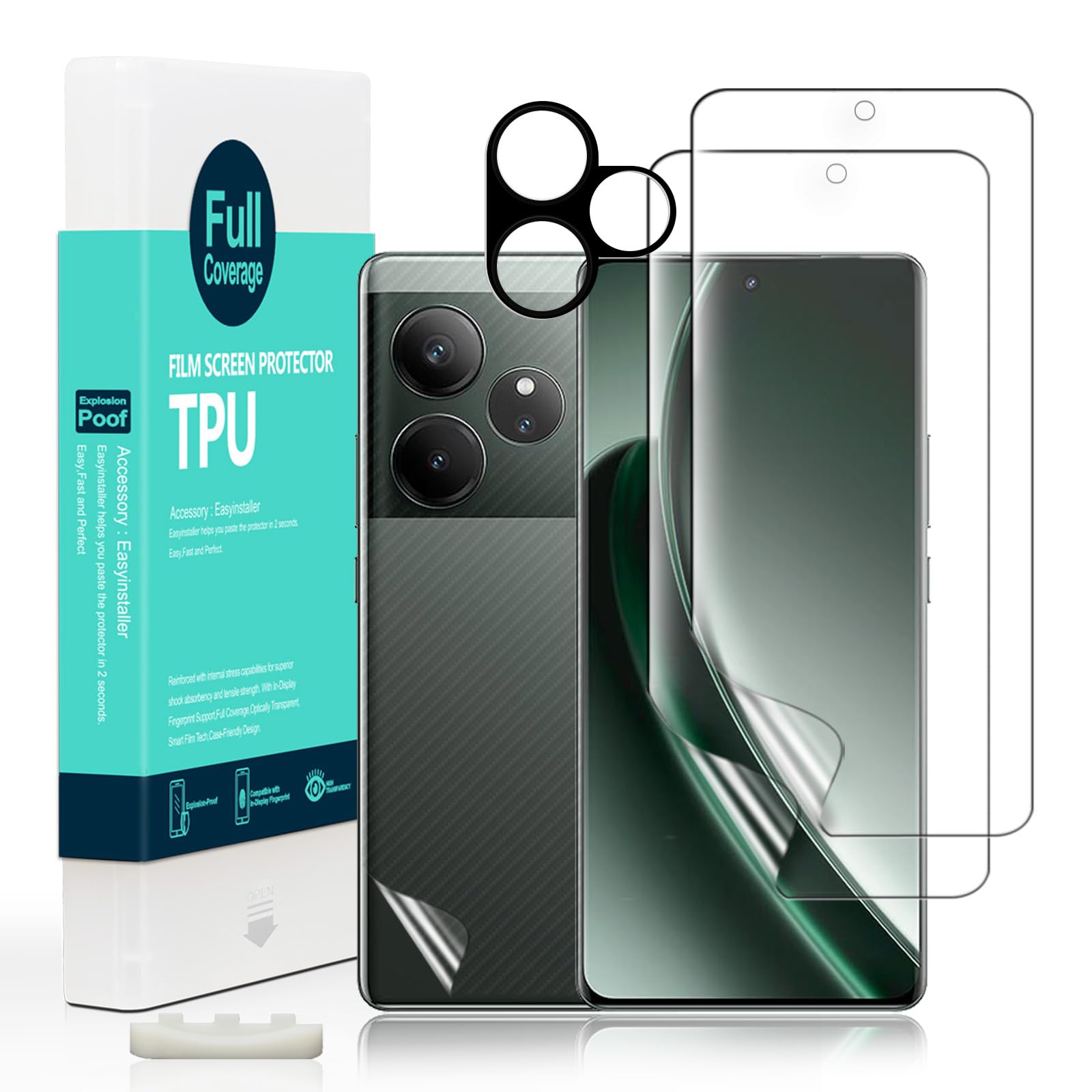 Screen Protector For Realme GT 6 5G/GT 6T 5G 6.78"[2 Pack],Flexible TPU Film,With 1Pc Camera Lens Protector,1Pc Back Film,Bubble Free,Easy to install
