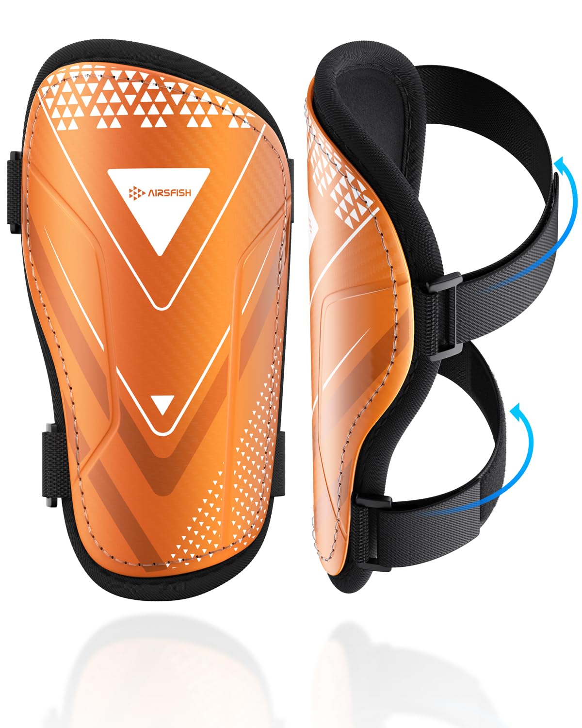 AirsFish Shin Pads Boys Certified Kids with Ankle Protection,High Strength Shin Pads,Breathable Non Slip Extended Adjustable Straps,Protective Football Equipment for Boys and Girls