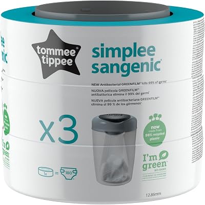 Tommee Tippee Simplee Sangenic Refills 3 Count Compatible with Simplee Bin