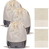 5 Pack Jumbo Dustproof Drawstring Bags Dust Covers Large Non-Woven Fabric Cloth Storage Pouch String Bag for Handbags Purses, Beige