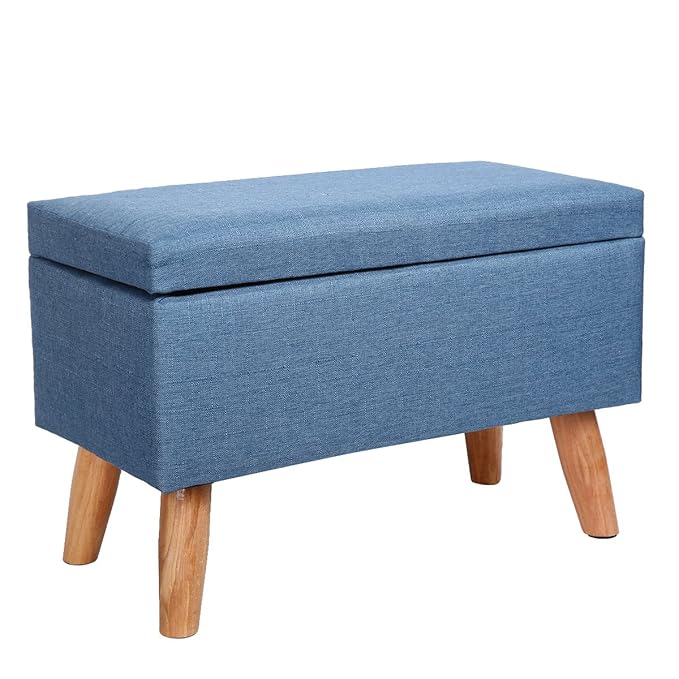 title=Eshow Pouf Sgabello Elegante Pouf Contenitore Poggiapiedi Blu Sedia Rattan per
