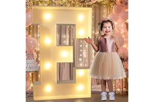 Pooqla 3FT Marquee Light Up Letters, LED Letters Big Mosaic Marquee Letters for Party, 3 Feet Tall Giant Letter Sign for Balloons Birthday Anniversary Wedding Party Decoration, Warm White E