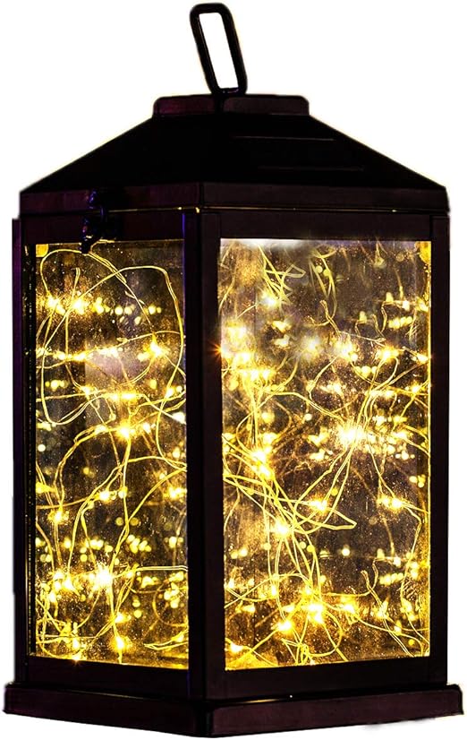 Solar Lantern Lights Metal Sunwind With 30 Warm White Leds Fairy
