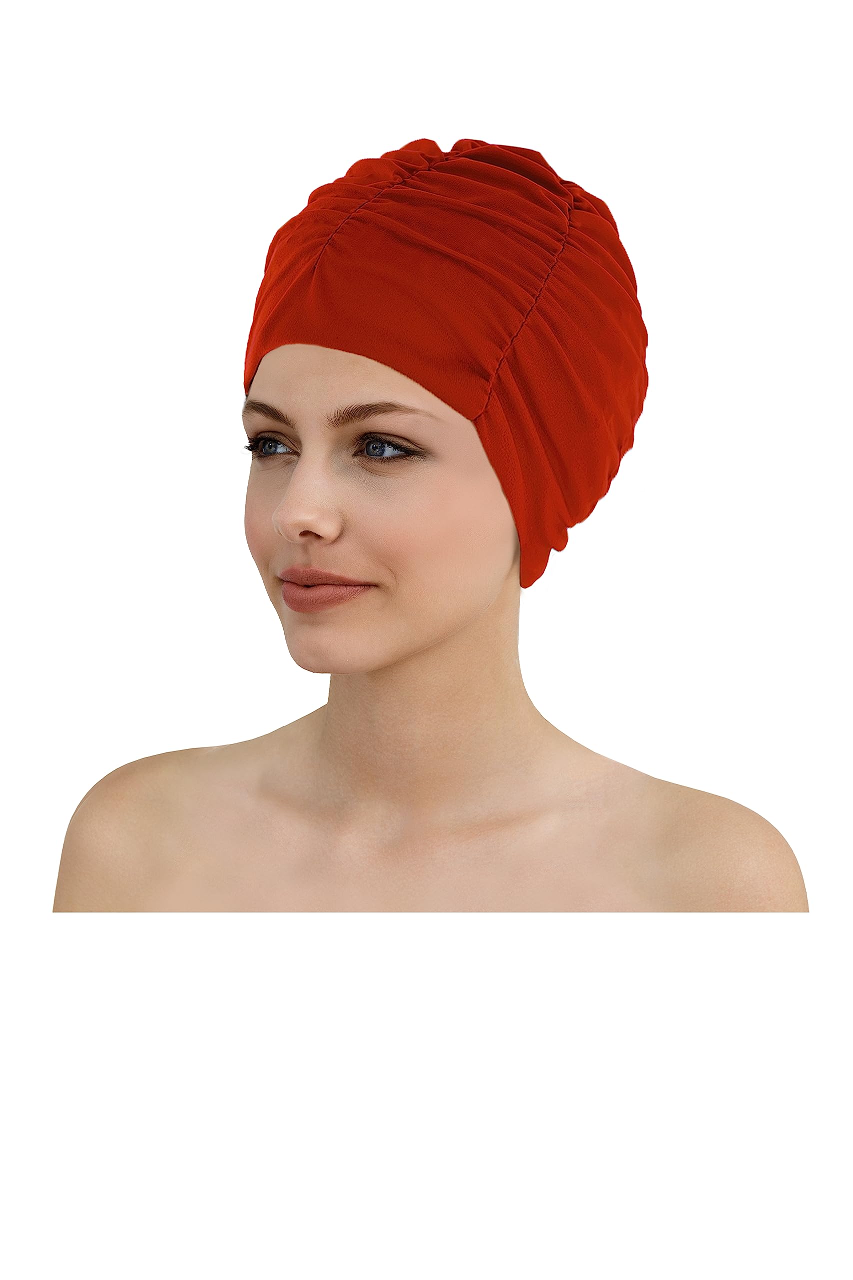 Fashy Women fabric swim caps Fabric Swim Cap With Plastic Liining - red, one size