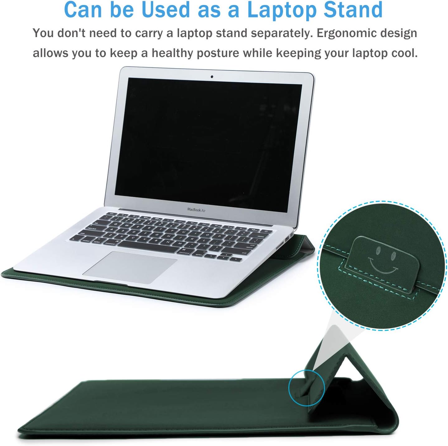 HYZUO 13 Inch Laptop Sleeve Case with Stand for 2026-2018 MacBook Air 13 M5 M4 M3 M2 M1, 2026 13" MacBook Neo - Image 5