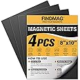 FINDMAG Magnetic Sheets, Flexible Magnets with Superior 3M Adhesive Backing, Cut & Customize Magnet Sheet Set for Creating Magnetic Photo, Crafting, Organizing, and DIY Projects - 4 Pack (8" x 10")