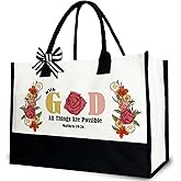 Gezred Bible Verse Tote Bag for Women, Inspirational Christian Canvas Tote Bag Gift for Her, 12x17 inch