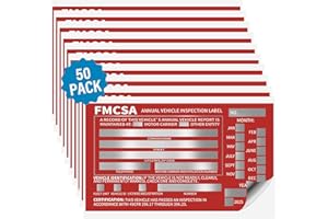 WANGDEFA 50 Pack Vehicle Inspection Label 5 Mil Annual Inspection Annual Vehicle Inspection Report Labels 6"*3.5" Permanent Self Adhesive for Vehicle Aluminum