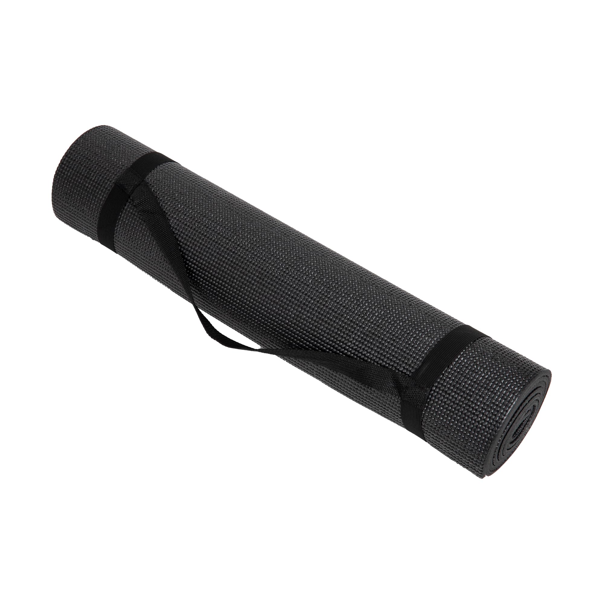 Mind Reader YOGAPVC-BLK All Purpose Extra Thick Yoga Fitness & Exercise Mats with Carrying Strap, High Density Anti-Tear, 68"L x 24"W x 0.3"Th, Black - Image 8