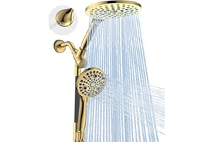 MAKEFIT Dual Handheld Shower Head Combo, 2-in-1 Rain Shower Heads System 8 Inch Rainfall Shower Head and 10 Modes High Pressure Hand Held Showerhead with Built-in Power Wash